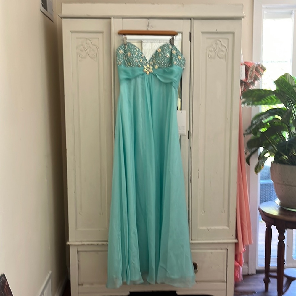 Aqua Alyce Paris Sweetheart Homecoming Winter Formal Prom Strapless Dress, nwt